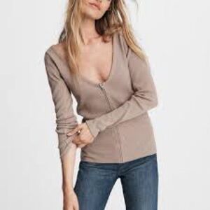 Rag & Bone Laila Zip-Front Long-Sleeve Top S